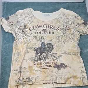 Cactus Bay Vintage Y2k "Cowgirls Are Forever" Studded Graphic Tee